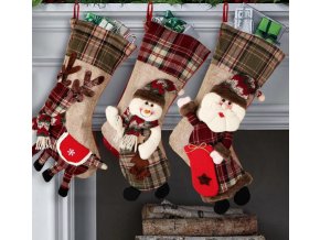 Vianočné dekorácie - vianočná ponožka nad krb Santa, Snehuliak, Sob (Varianta Santa)