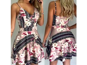 Dámske krátke růžové letné šaty