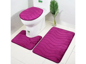 Kúpeľňa - záchod - ruža - kúpeľňové predložky - kúpeľňové predložky set s 3D vzorom vlnky