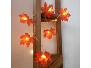 Jeseň - jesenná dekorácia - svetelná reťaz - svetelný jesenné reťaz javorového listu 3 m dlhý - javor