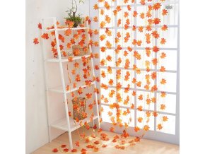 jeseň - jesenné dekorácie - závesná jesenné girlanda s listami javora dlhá 2,4 m - javor - dekorácie