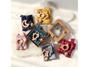 Bábätka - cumlík - krásna sada pre bábätko s bodkami klip na cumlík + hryzátko + uterák - vianočný darček