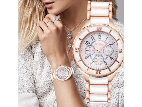 Hodinky - krásne módne hodinky v Rosegold farbe - dámske hodinky - darček pre ženu