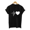 Vtipné dámské triko EKG srdce (Barva Černé s bílým srdcem, Velikost XXL)