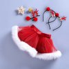 Detské oblečenie- Vianočný dievčenské set sukienka s čelenkou a sponkami Sob- 2 druhy (Farba Biela, Velikost 12m)
