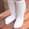 Dievčenské detské podkolienky, dlhé ponožky viac farieb (Farba Biela, Velikost S)