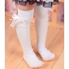 Dievčenské podkolienky, dlhé ponožky s mašľou- viac farieb (Farba Biela, Velikost S)