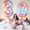 Dúhový fóliový balónik v tvare číslice od 0-9 na narodeniny, párty (Varianta 1)
