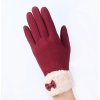Elegantní dámské zimní rukavice s kožíškem a mašlí (Barva Růžová)