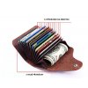 Kožené pouzdro peněženka na platební karty a peníze (Barva: tmavě růžová)