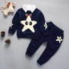 Pre deti detské oblečenie dojčenské oblečenie - súprava pre chlapčeka s hviezdicou (Farba Tmavo modrá, Velikost 12m)