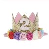 Deti - narodeniny - korunka - kvety - narodeninová detská čelenka v tvare korunky s číslom