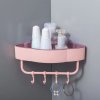 Kúpeľňa - polička - kúpeľňová rohová polička s vešiakom - úložný regál