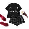 Dámske oblečenie - dámska spodná bielizeň - pyžamová súprava s potlačou kraťasy + tričko - darček pre ženu - dámska pyžamá