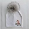 Detské oblečenie - čiapky - detská zimná čiapka s brmbolcom a potlačou jednorožca - zimné čiapky - výpredaj skladu