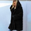 Dámske oblečenie - kabát - zimný huňatý kabát s kapucňou - nadmerné veľkosti - dámske zimné kabáty - dámske kabáty