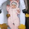 Detské oblečenie - novorodenecká zimná kombinéza s uškami - oblečenie pre bábätká - detská zimná kombinéza
