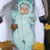 Detské oblečenie - novorodenecká zimná kombinéza s uškami - oblečenie pre bábätká - detská zimná kombinéza