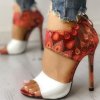 Topánky - dámske topánky - dámske letné sandále na vysokom podpätku s potlačou peria - darček pre ženy