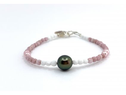 Perlový náramek s tahitskou perlou a korálky