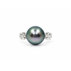 Perlový prsten s tahitskou perlou, perla 10,0 mm, paví / peacock
