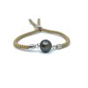 Perlový náramek s pravou tahitskou perlou a pozuvným jezdcem