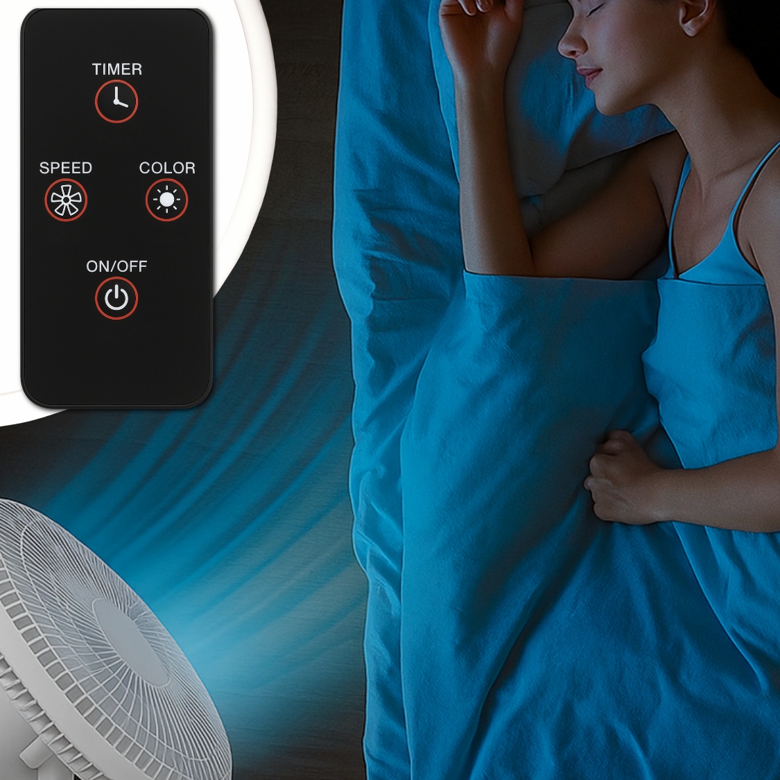 STOJANOVÝ VENTILÁTOR, POKOJOVÝ PODLAHOVÝ VENTILÁTOR, TICHÝ, 8 REŽIMŮ + DÁLKOVÉ OVLÁDÁNÍ Hlavní barva bílá