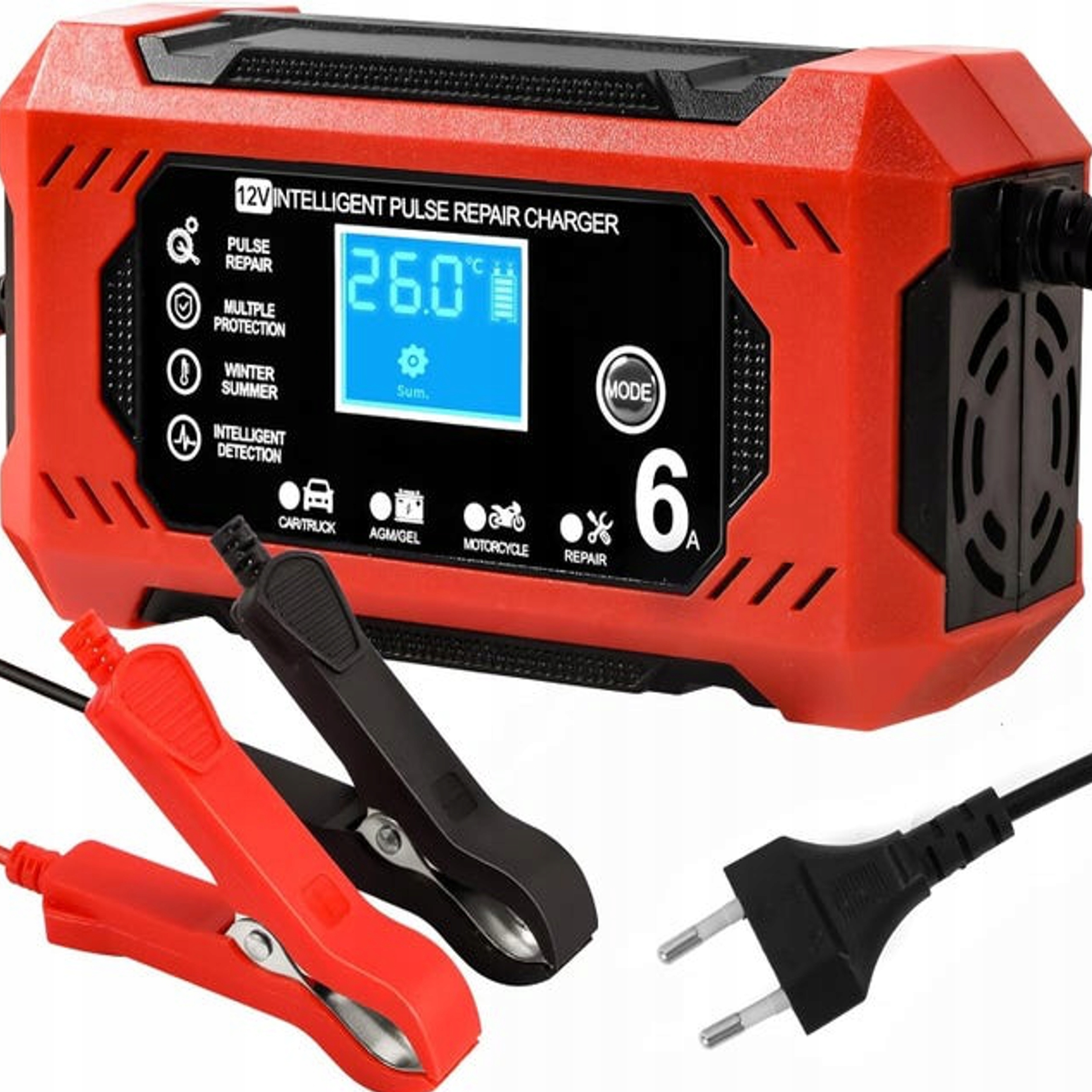 AUTOMATICKÝ INTELIGENTNÍ USMĚRŇOVAČ, NABÍJEČKA AKUMULÁTORU LCD 12V 6A Stav balení originální
