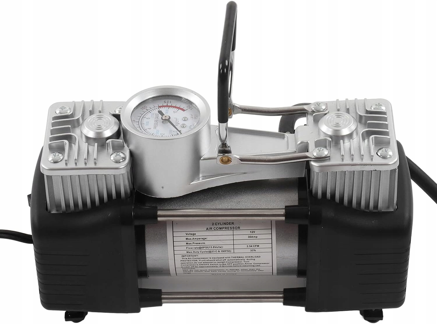 DVOUPÍSTOVÝ KOMPRESOR DO AUTA 12V 250W + TAŠKA Hmotnost produktu s jednotkovým balením 5 kg