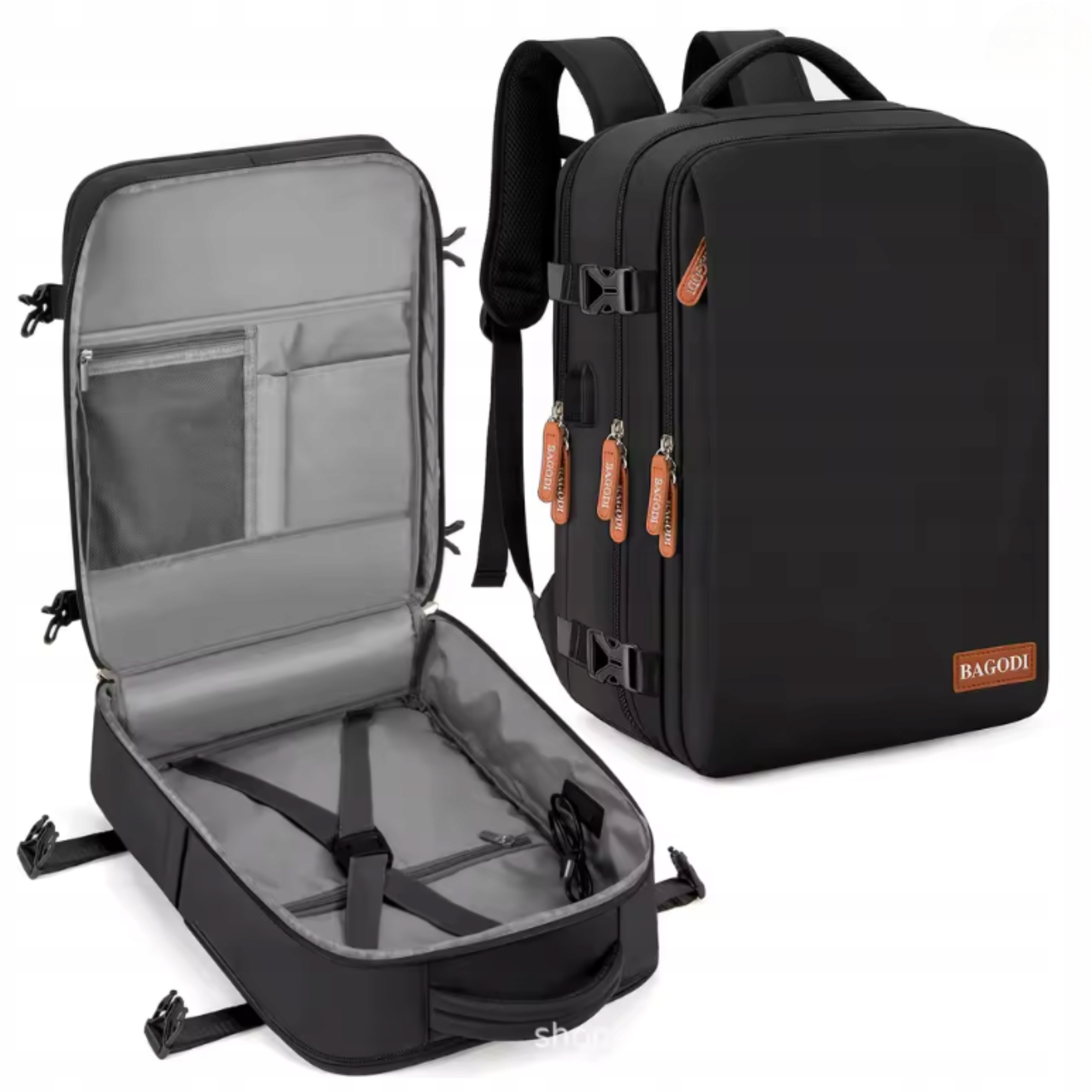 Batoh Příruční zavazadlo pro letadlo 45x30x20 LOT Lufthansa EasyJet USB na botu Výška 45 cm