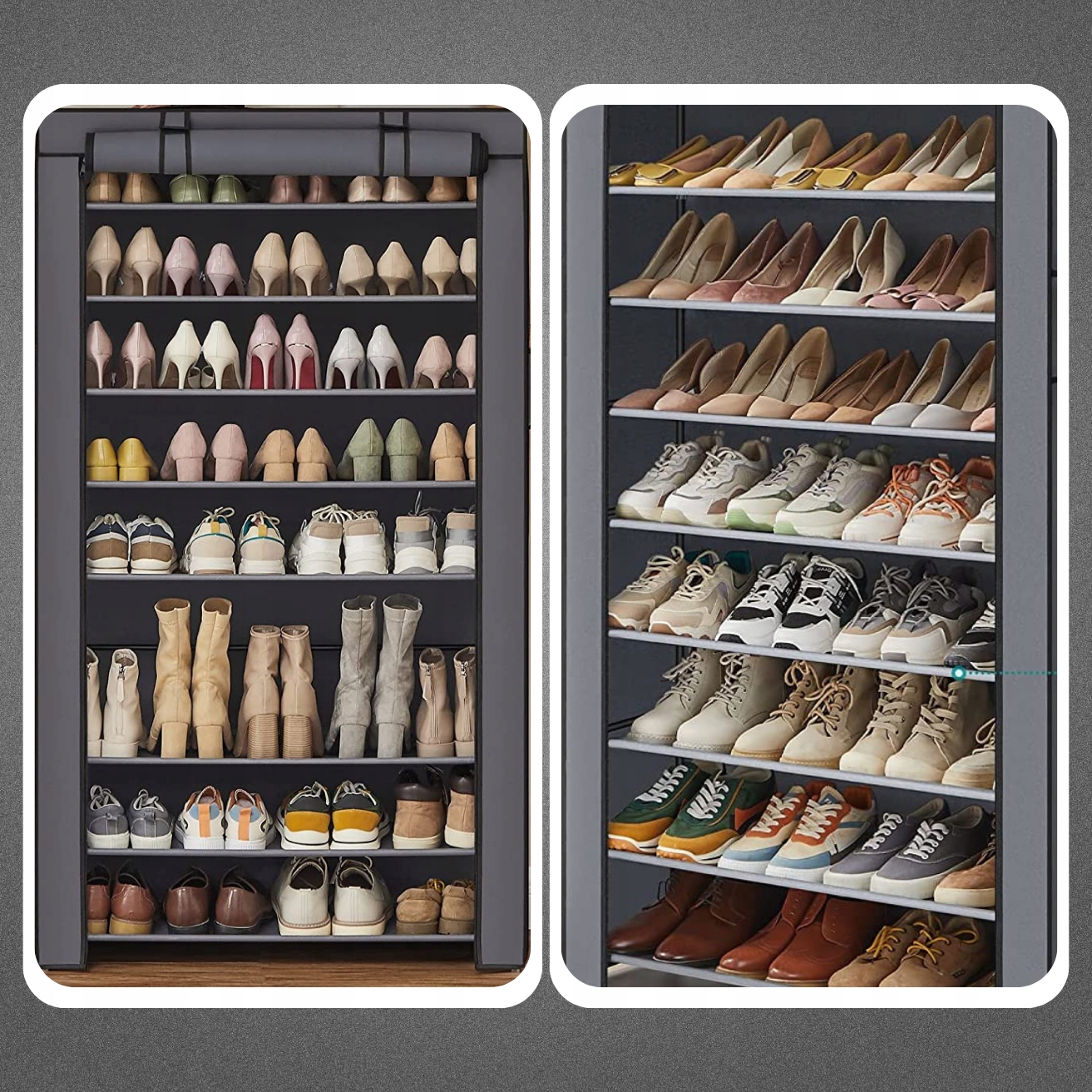 SKŘÍŇ NA BOTY TEXTILNÍ OBUV SKLÁDACÍ POLICE REGÁL PROSTORNÝ XXL Typ dveří bez dvířek