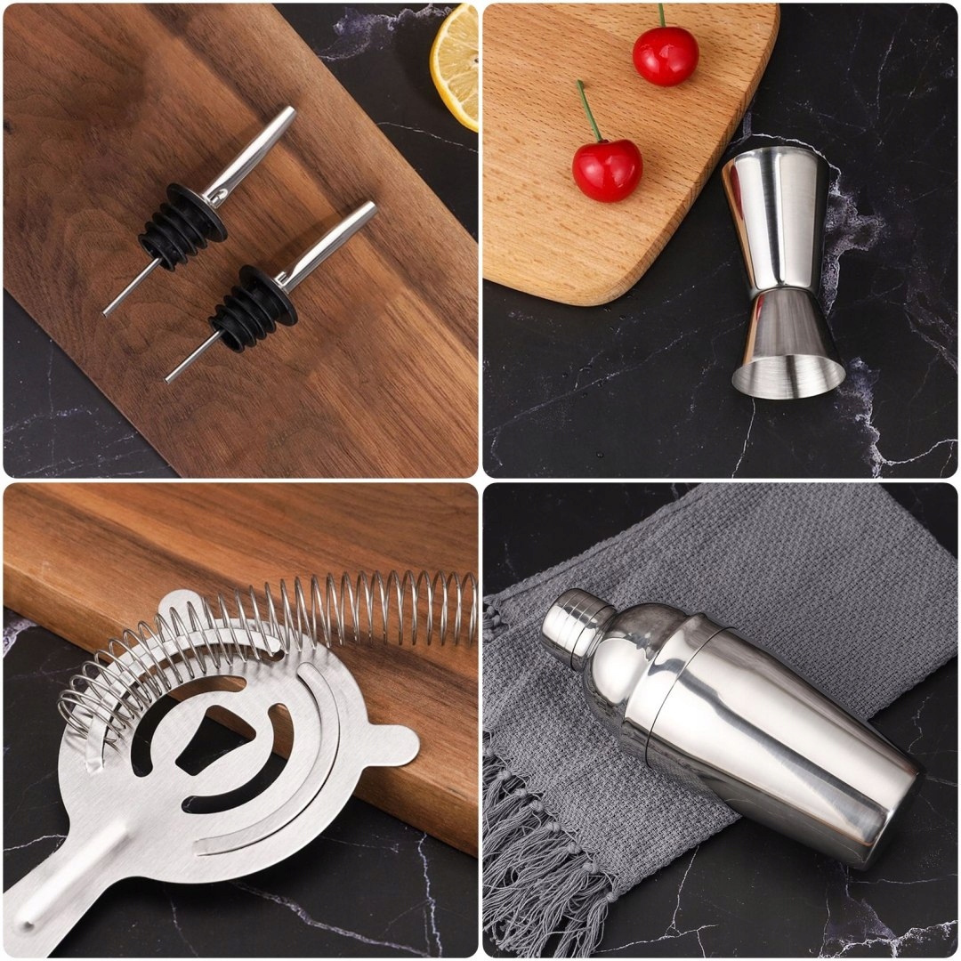 Barová sada CHESTER: shaker na koktejly + stojan, 12 dílů Hmotnost produktu s jednotkovým balením 1.35 kg