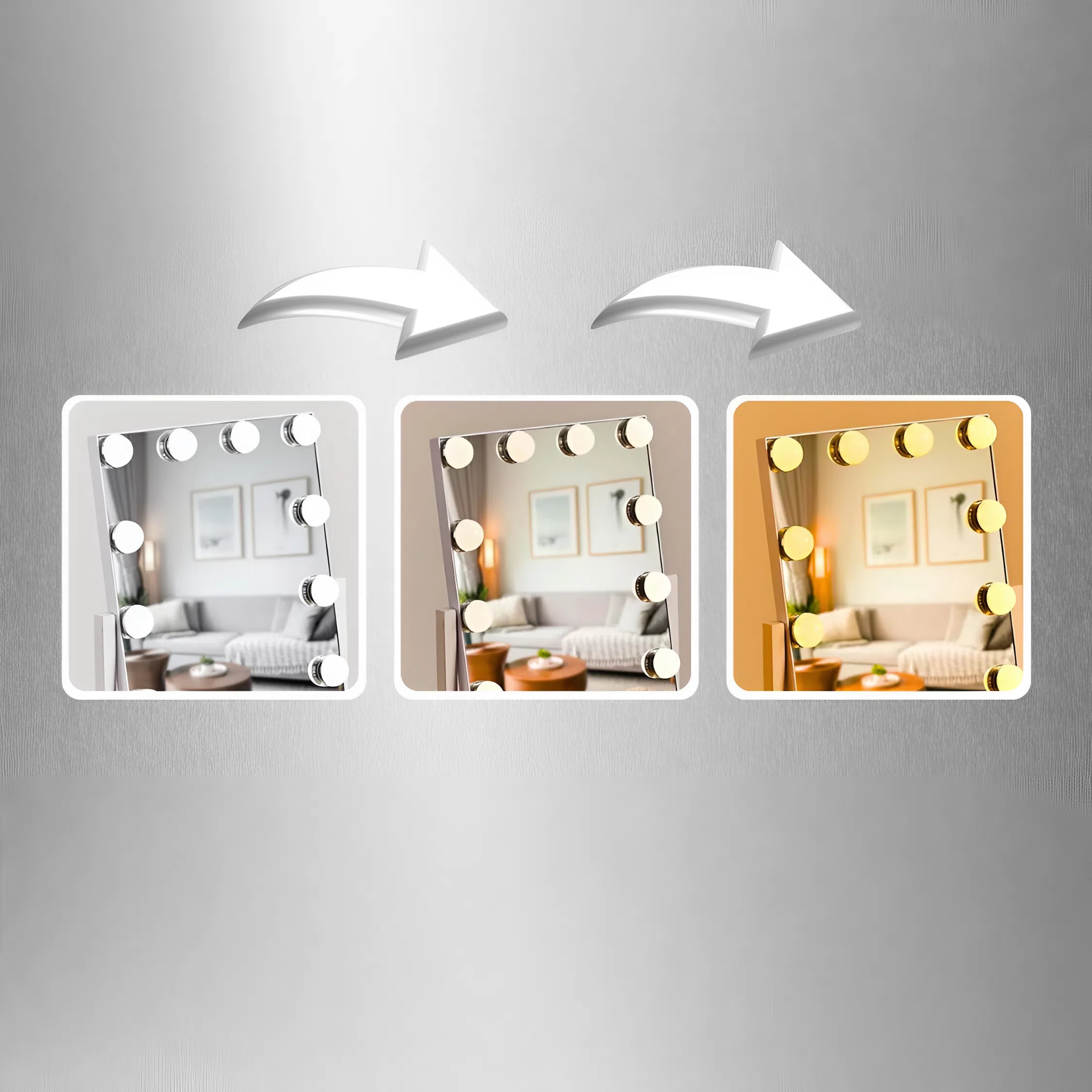 KOSMETICKÉ ZRCÁTKO HOLLYWOOD STOJÍCÍ ZRCADLO PRO LÍČENÍ LED 12 ŽÁROVEK Výška 41 mm