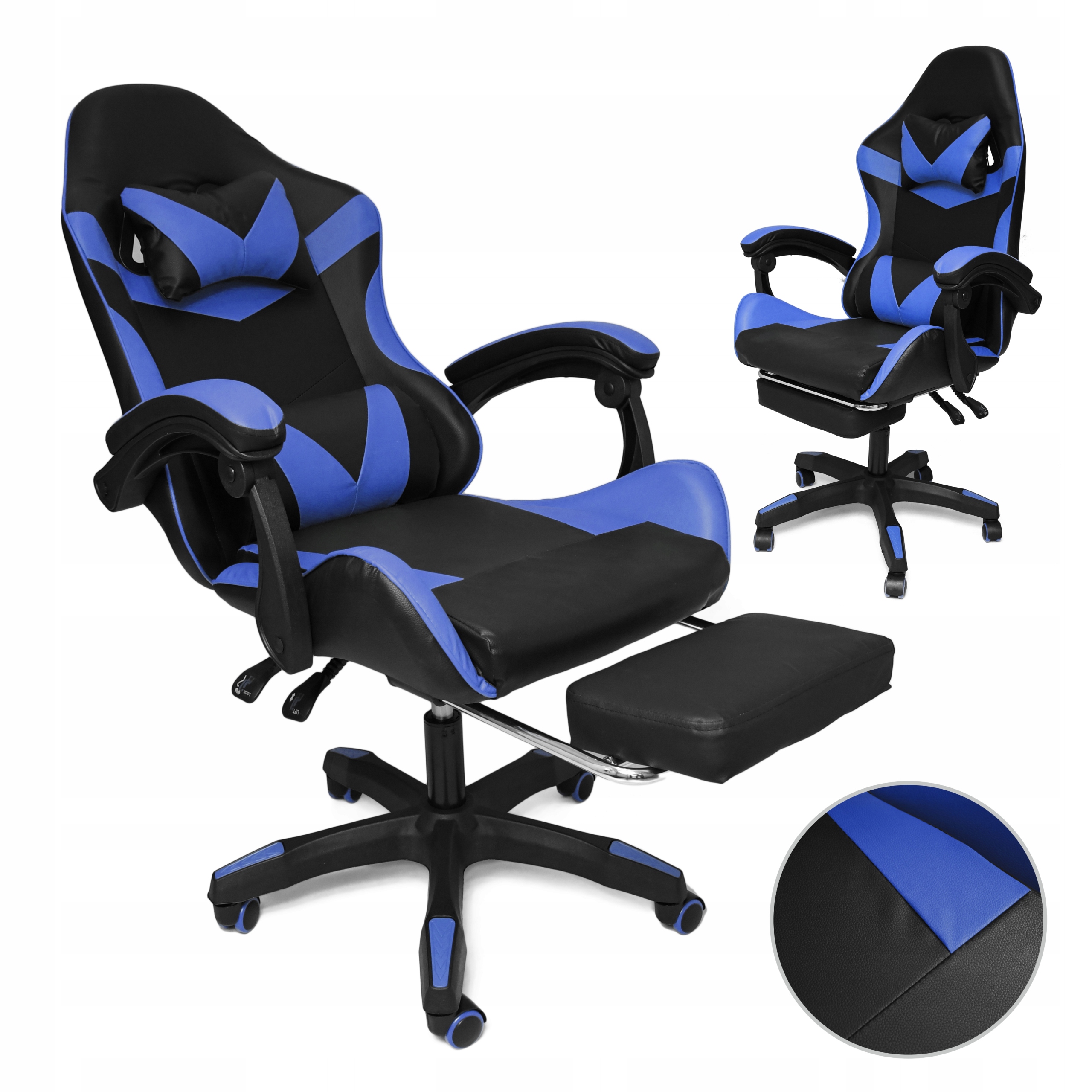 OTOČNÁ HERNÍ ŽIDLE PRO HRÁČE S ERGONOMICKOU PODNOŽKOU Výška nábytku 130 cm