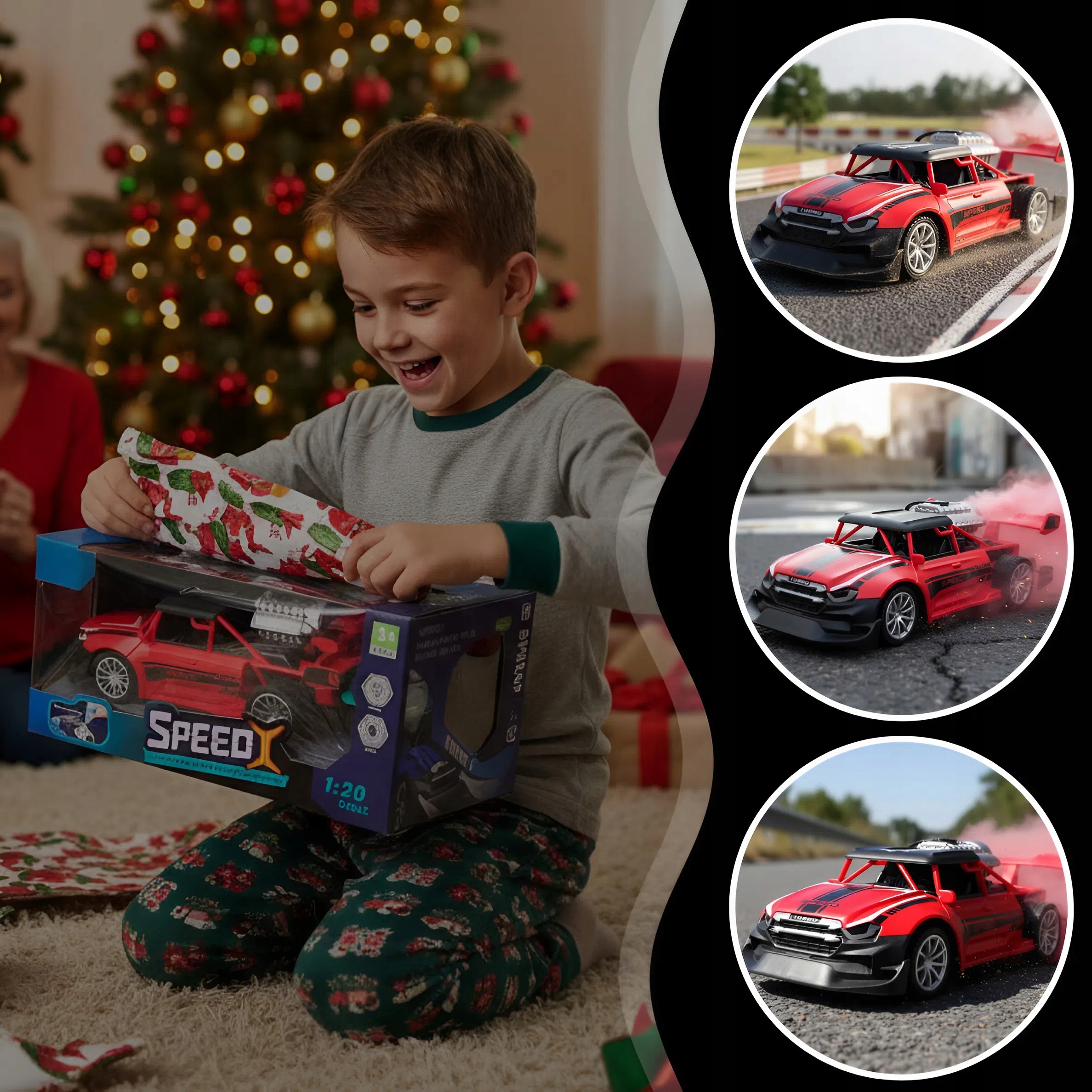 AUTO DÁLKOVĚ OVLÁDANÉ LED DĚTI S KOUŘOVÝM EFEKTEM S OVLADAČEM DÁREK AKUMULÁTOR Měřítko 1:20