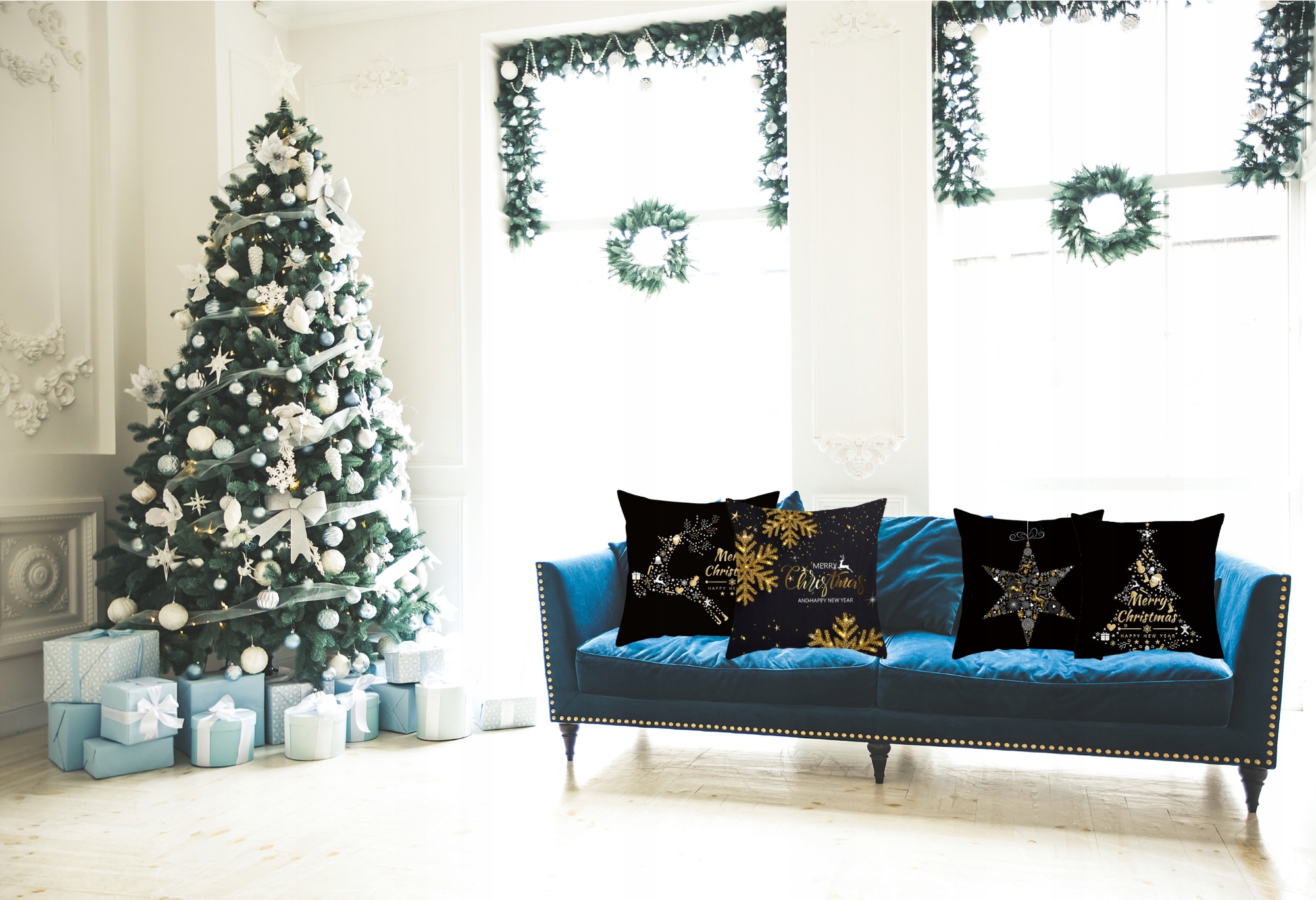 4x SET POVLAK NA POLŠTÁŘ VÁNOČNÍ POVLEČENÍ VÁNOČNÍ 40X40 Druh dekorativní