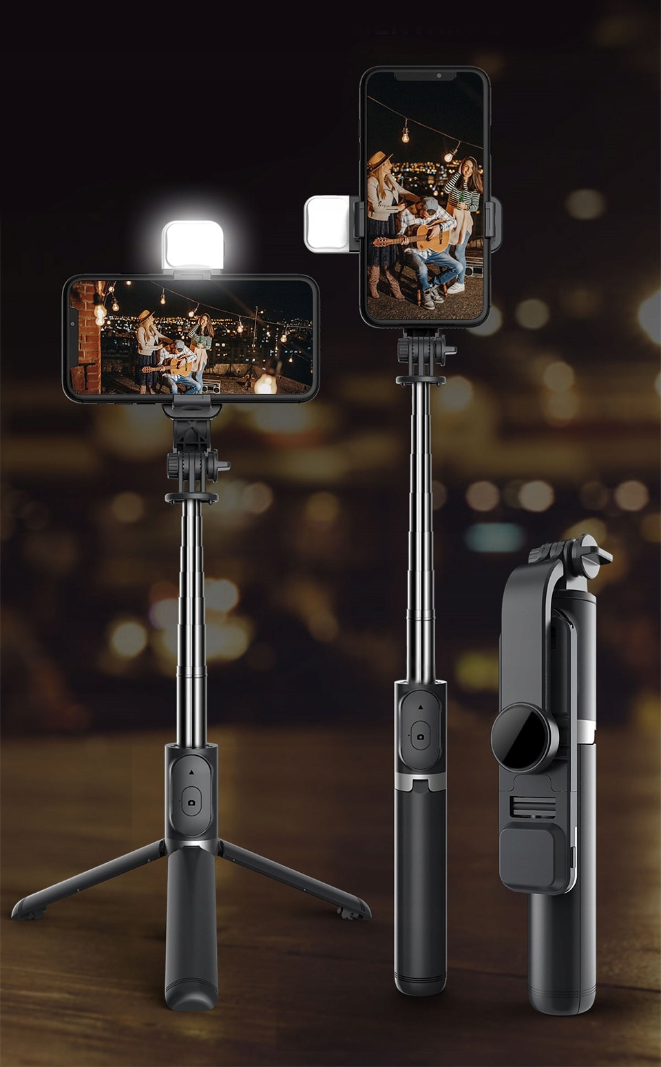 SELFIE TYČ PRO TELEFON TRIPOD STATIV LED + DÁLKOVÉ OVLÁDÁNÍ Kód výrobce hol54 uchwyt do robienia zdjęć led pilot