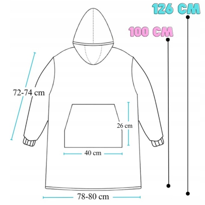 DEKA oversize mikina Silná MIKINOVÁ DEKA 2v1 XXL Vzor PIZZA Kožešina Bluzo Deka Druh oblékané přes hlavu s kapuci
