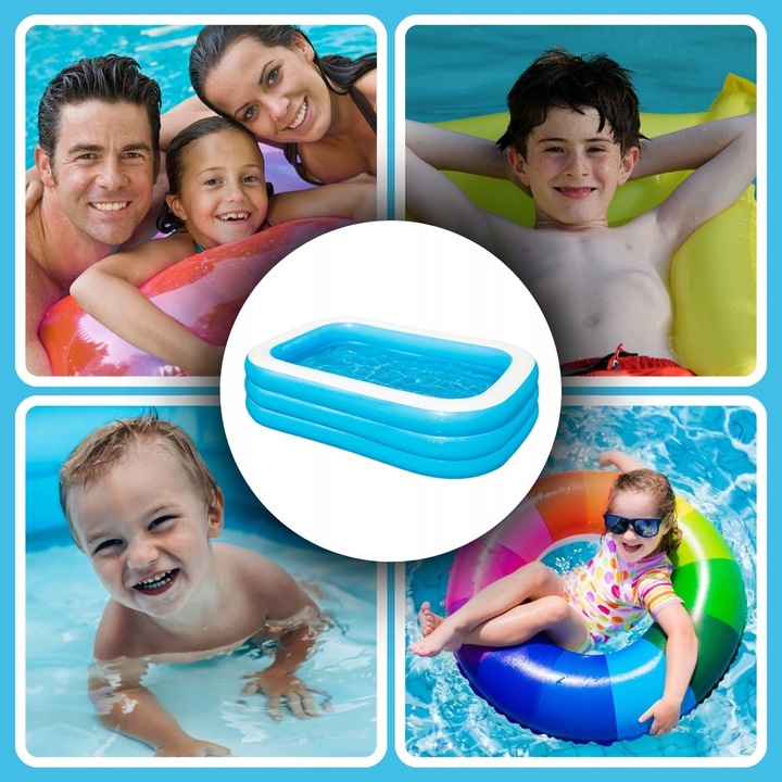 BAZÉN VELKÝ RODINNÝ OBDÉLNÍKOVÝ DO ZAHRADY XXL 185 x 130 cm Série RODZINNY BASEN DMUCHANY DUŻY DO OGRODU