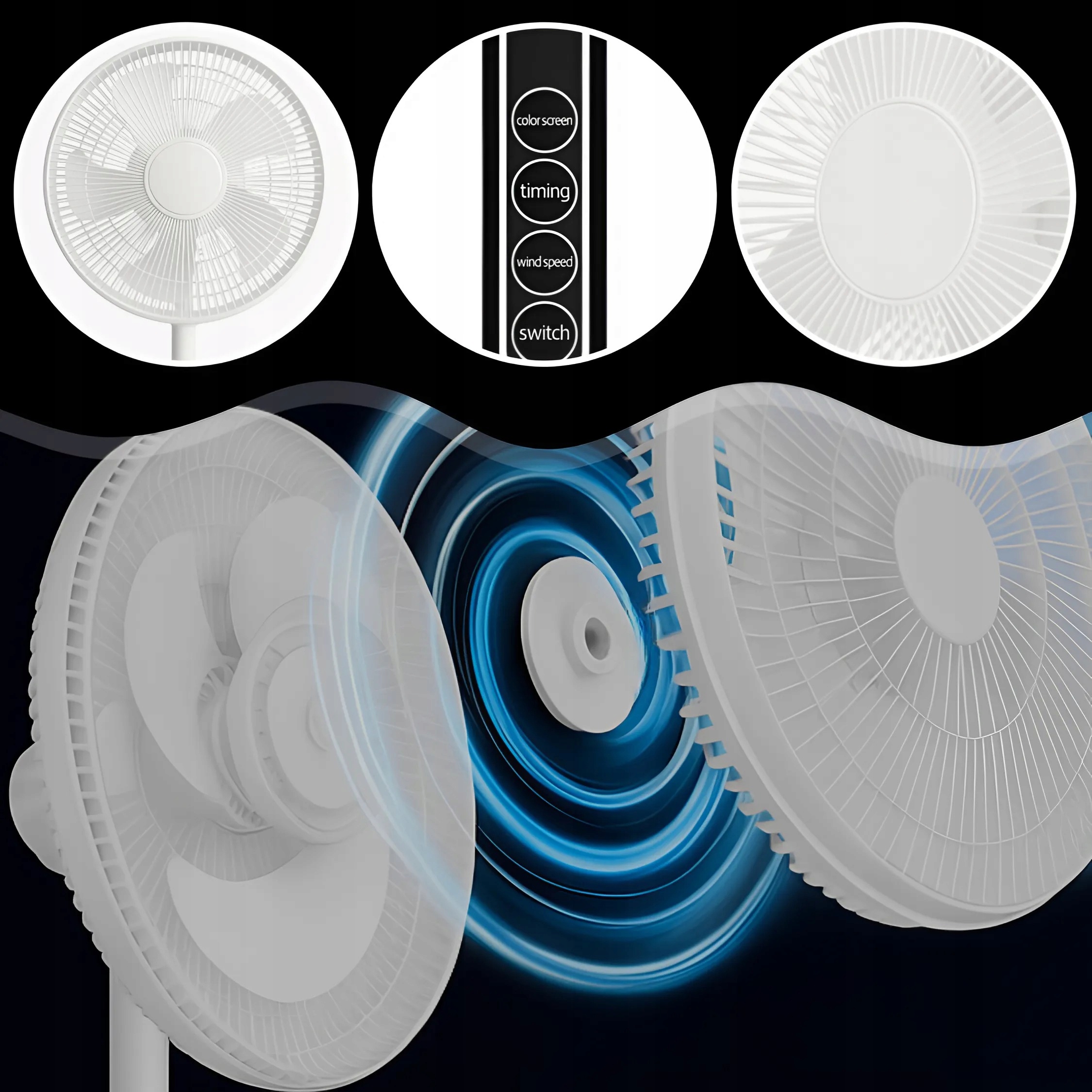 STOJANOVÝ VENTILÁTOR, POKOJOVÝ PODLAHOVÝ VENTILÁTOR, TICHÝ, 8 REŽIMŮ + DÁLKOVÉ OVLÁDÁNÍ Značka Sapir