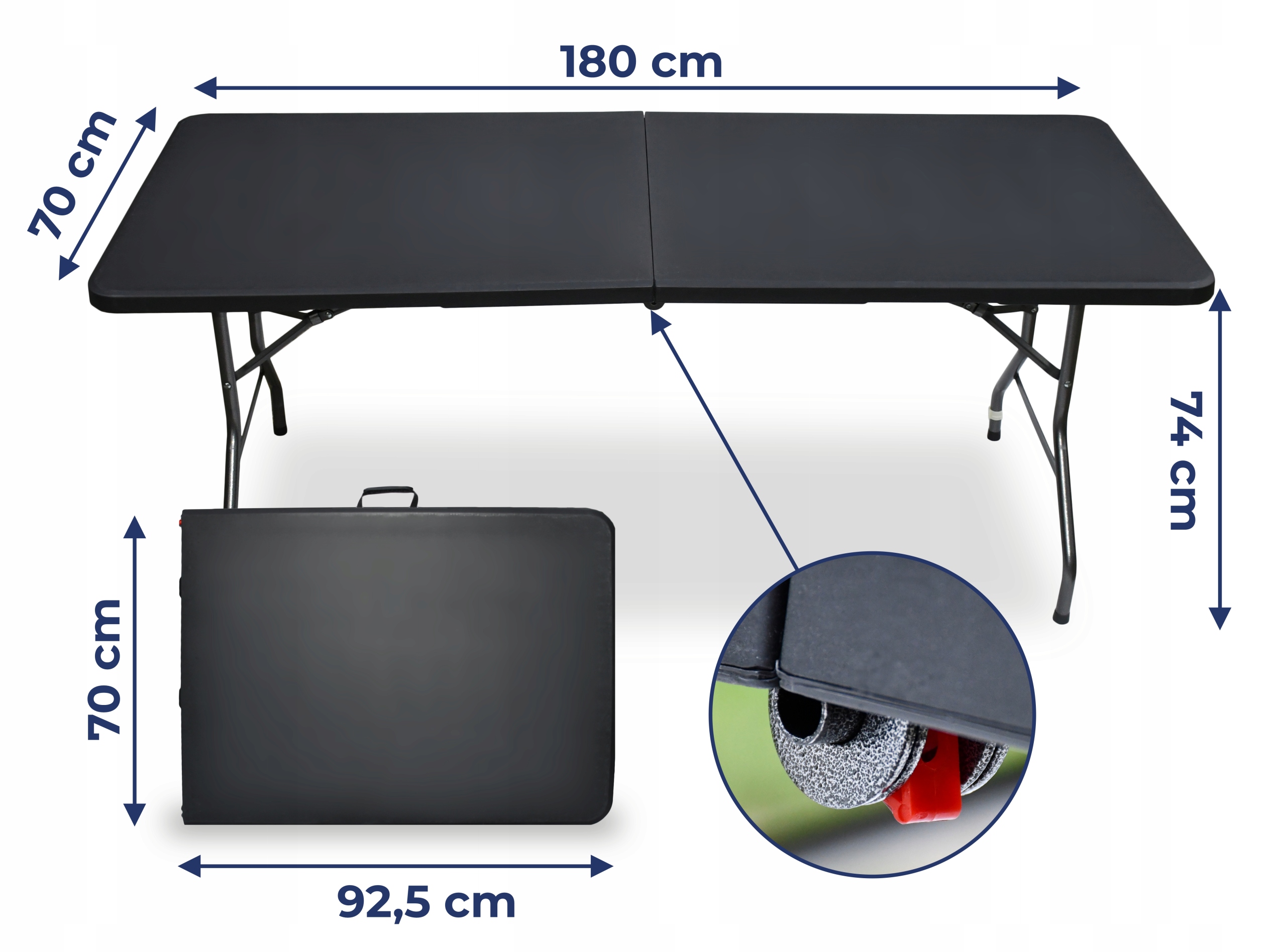 Skládací zahradní cateringový stůl 180 cm Banketový rozkládací kufr Kód výrobce SSCZ02