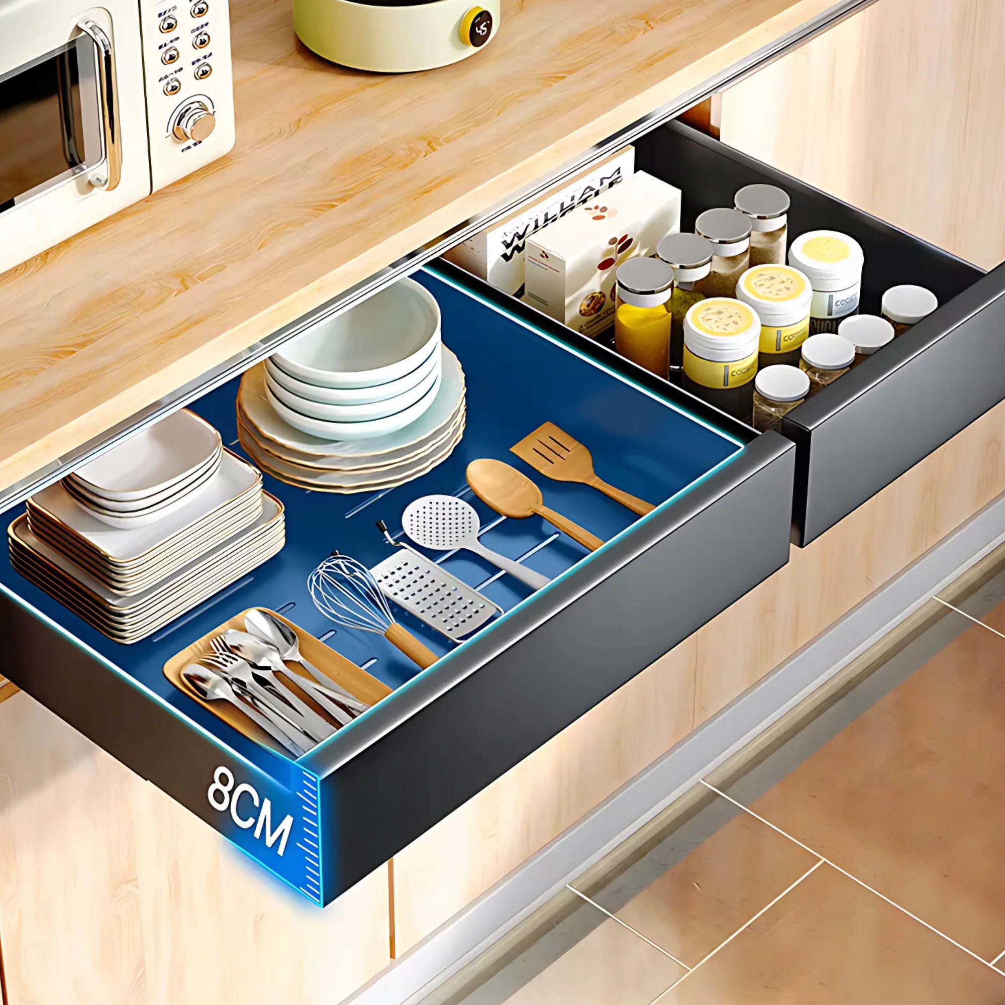 POLICE KUCHYŇSKÝ ORGANIZÉR CARGO VÝSUVNÁ ŠUPLÍK KOV DO SKŘÍŇKY 40 Barva černá