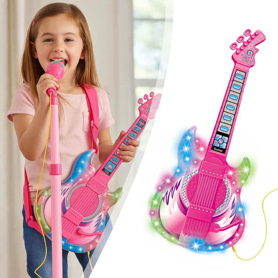 ELEKTRICKÁ KYTARA KARAOKE MIKROFON HRAČKA PRO DĚTI VELKÝ SET Druh elektrická kytara