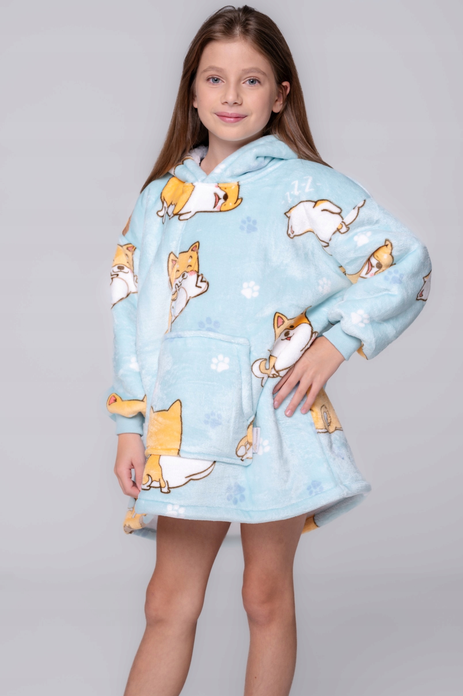 Dětská oversize mikina silná MIKINOVÁ DEKA 2v1 SHIBA DEKA Barva modrá