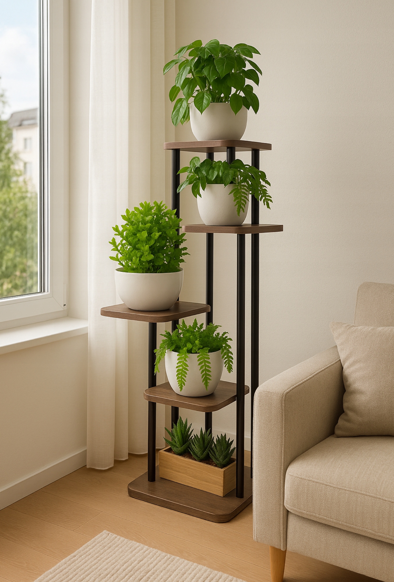 KVĚTINOVÝ STOJAN NA KVĚTINY KOVOVÝ STOJAN LOFT ROSTLINY REGÁL 106 CM Typ volně stojící