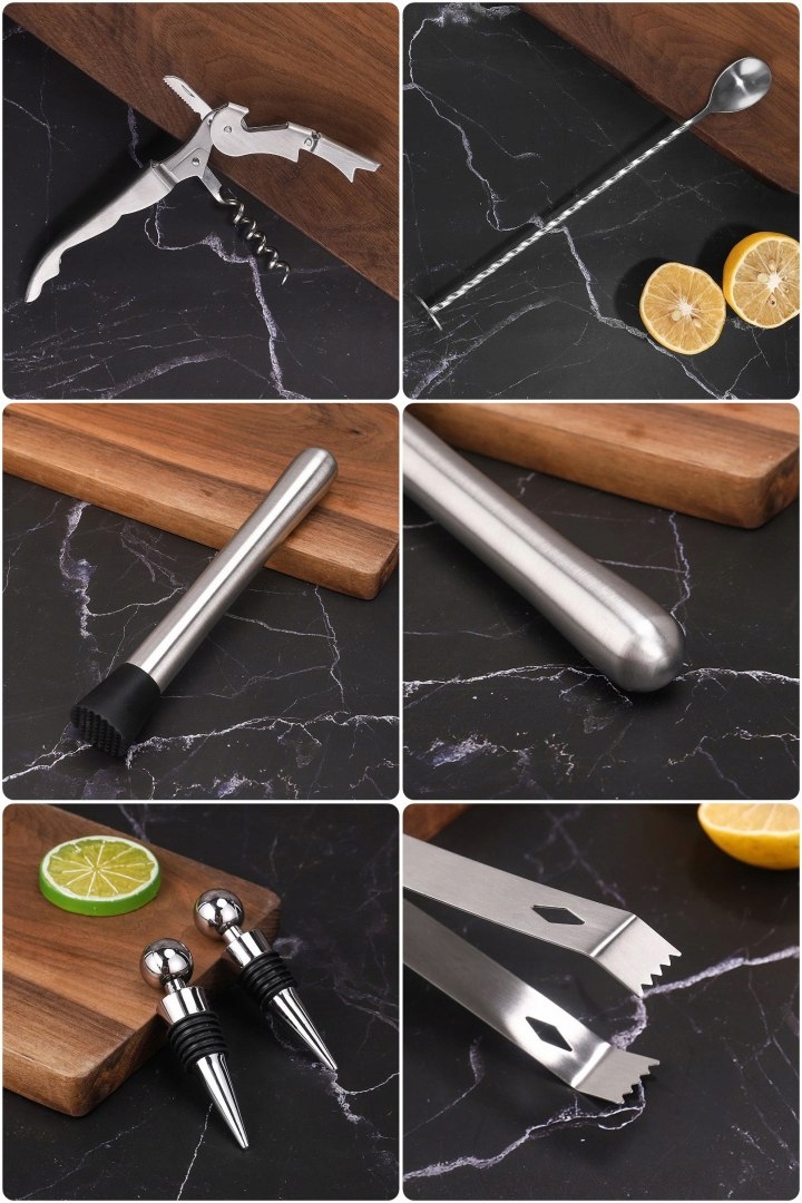 Barová sada CHESTER: shaker na koktejly + stojan, 12 dílů Počet dílů 12