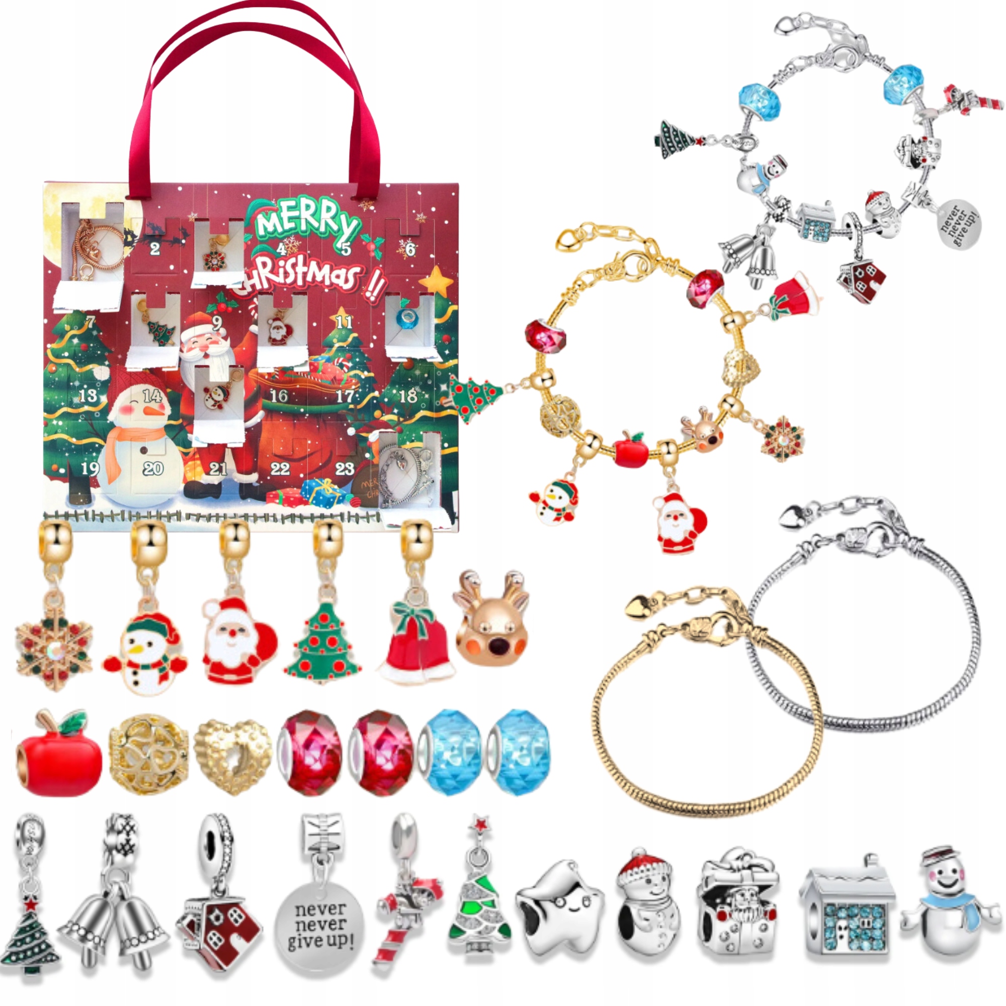 ADVENTNÍ KALENDÁŘ NÁRAMEK ŠPERKY PŘÍVĚSKY 24KS DIY