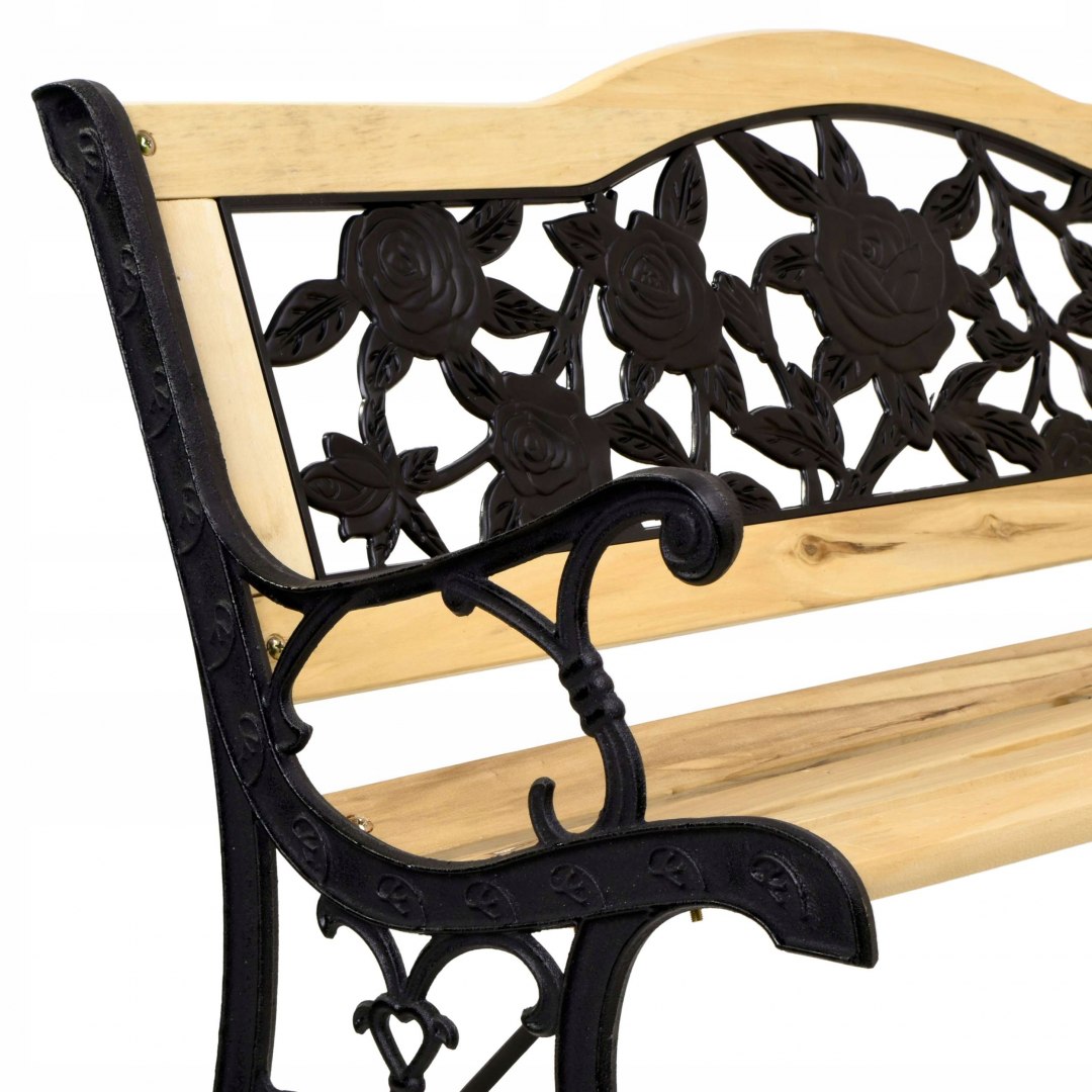 Litinová zahradní lavička RŮŽOVÁ Druh s opěrkou