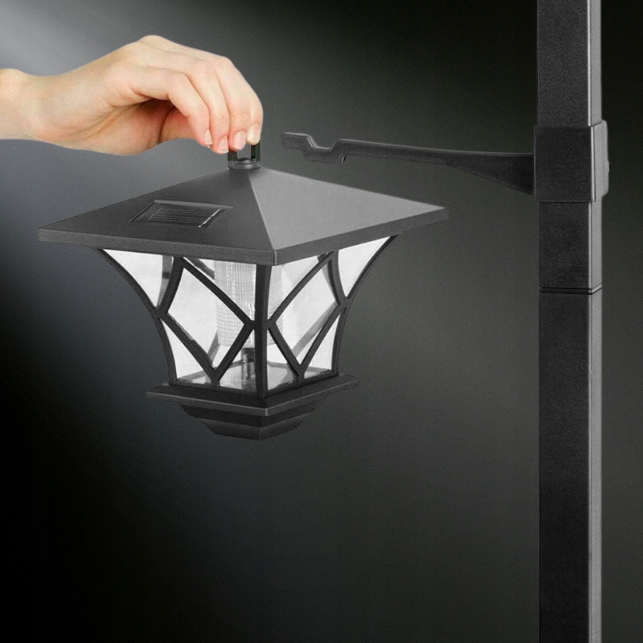 VELKÁ SOLÁRNÍ LAMPA 155 CM ZAHRADNÍ S DRŽÁKEM 2v1 PRO ZAHRADU POCHODEŇ Průměr/šířka 17 cm