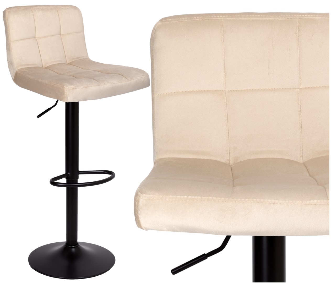 Barová židle ARAKO BLACK sametová béžová VELVET